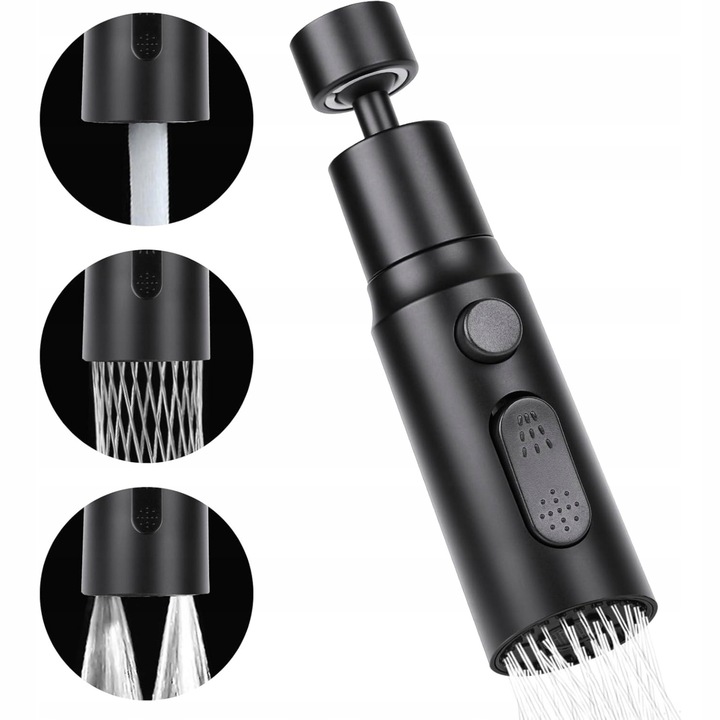 Adaptor pentru robinet cu 3 functii, negru