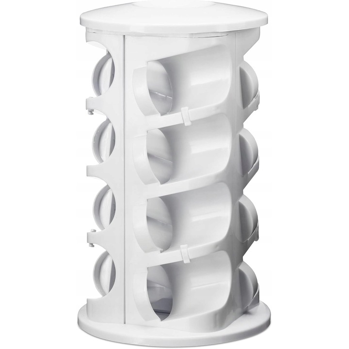 Suport rotativ pentru condimente, 16 recipiente, alb, 26,5x17cm
