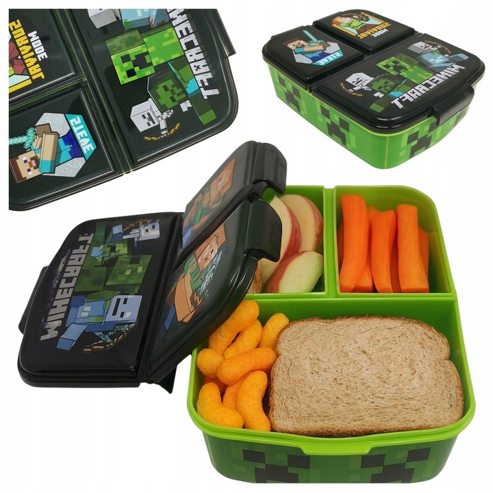 Ételhordó ebédre, 1400 ml, 3 rekeszes, BPA-mentes, 18x14x7cm, többszínű