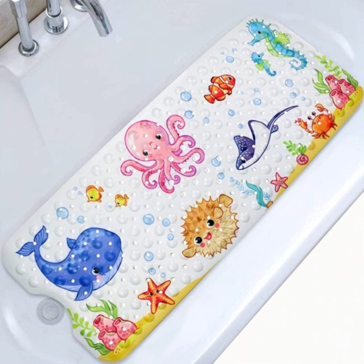 Covorase baie, 100x40 cm, antiderapant, motive ocean, set 1 buc.