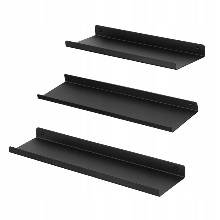 Set rafturi metalice, Songmics, 3 dimensiuni, negru, 30x9x2,5cm, 35x9x2,5cm, 40x9x2,5cm