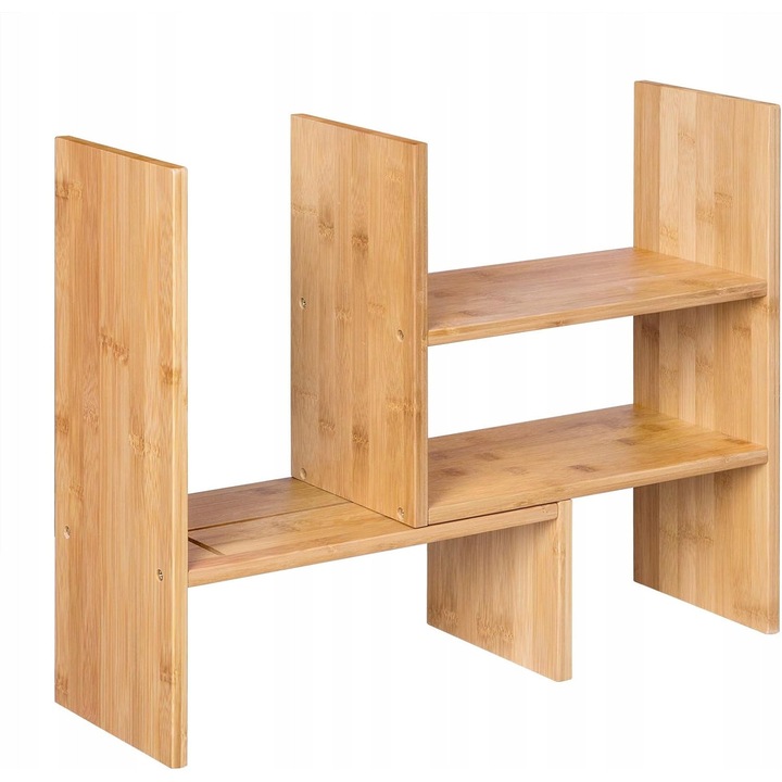 Rafturi din bambus, sistem reglabile, 2 sau 3 niveluri, natural, pentru birou, set