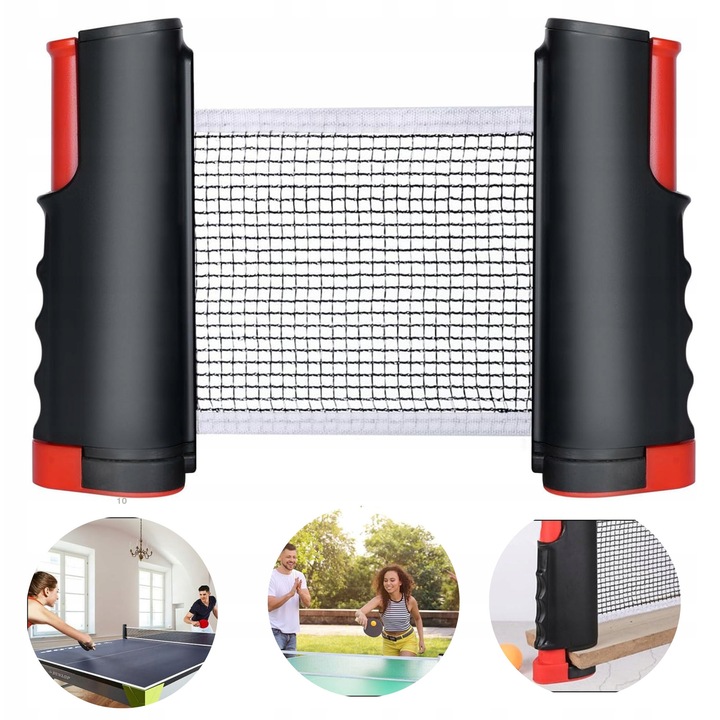 Set fileu de ping pong reglabil, rosu, 170cm, pentru masa de orice tip