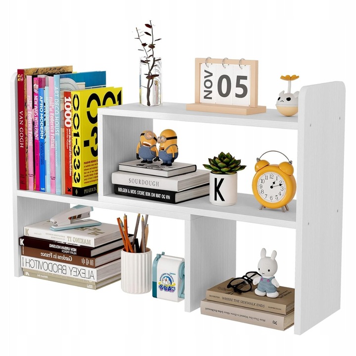 Rafturi reglabile pentru birou, organizator, 2-3 niveluri, alb, 3.6kg