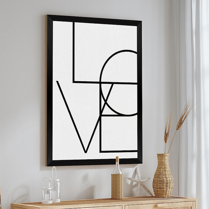 Tablou Amora, pakoworld, design geometric, alb-negru, 33x1.5x48cm