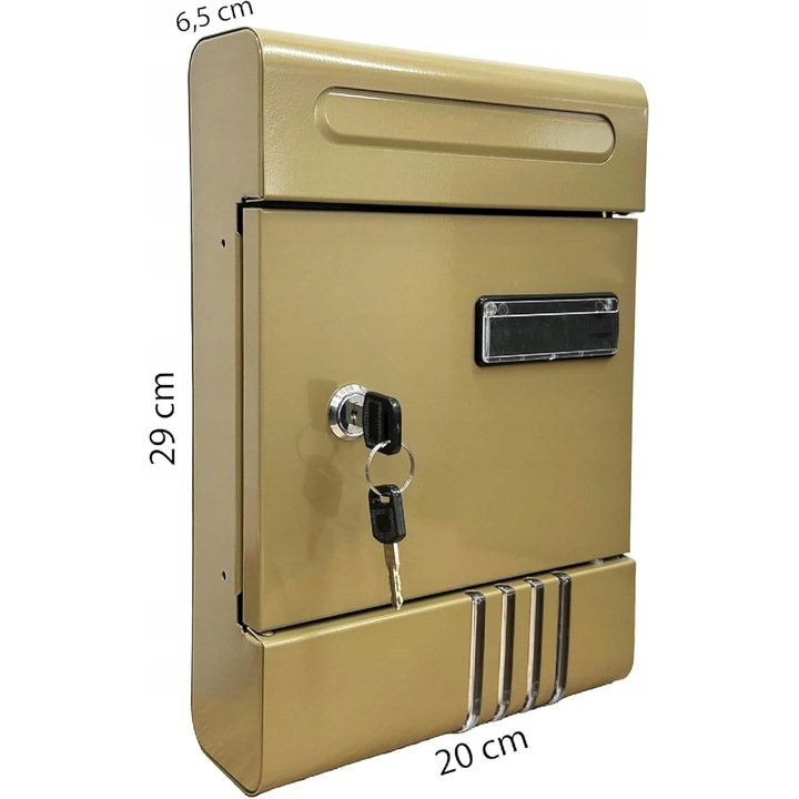 Skrzynka postala metalica, montata pe perete, traditionala, inchisa cu cheie, culoare bruna, 29x20x6,5cm