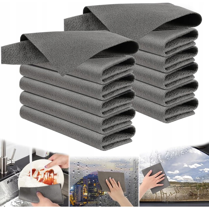 Set 12 lavete din microfibra pentru curatare, fara urme, 20x30cm