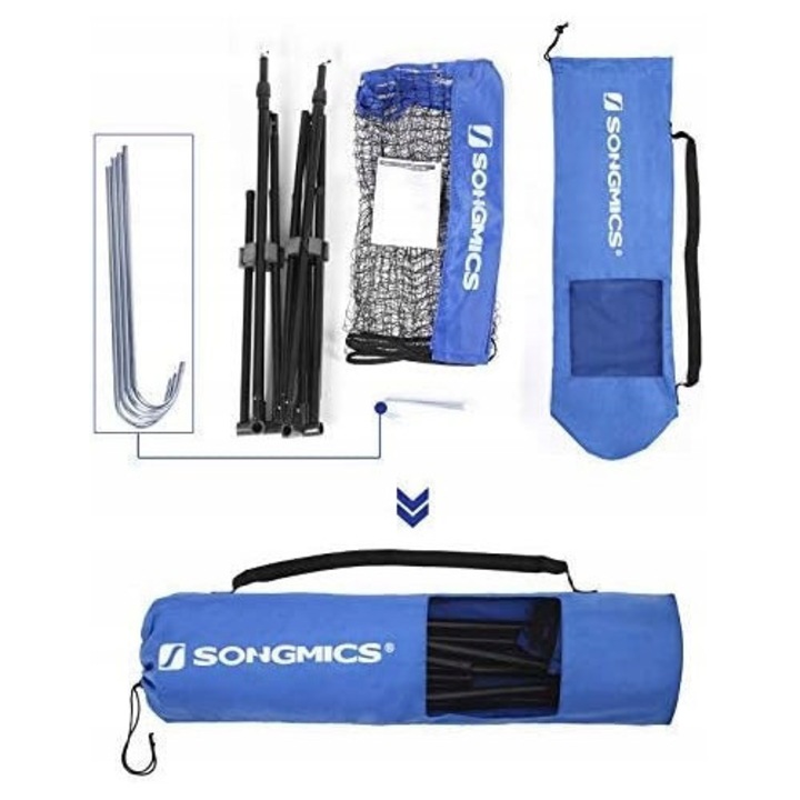 Fileu sportiv portabil, Songmics, 90-155 cm, pentru badminton, volei, pickleball, multicolor, 90x18 cm