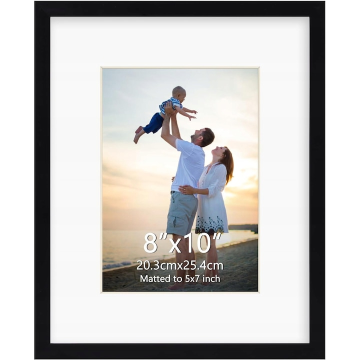 Rama foto set, neagra, minimalista, 13x18cm cu passe-partout, 20x25cm fara passe-partout
