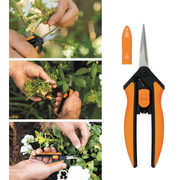 Foarfeca de gradinarit, 21,5cm, MicroTip, otel inoxidabil, portocalie/neagra