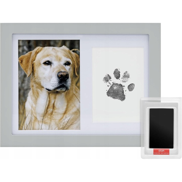 Rama foto si amprenta labuta, set 2 in 1, gri