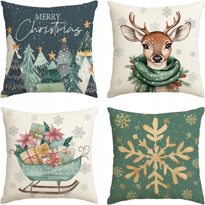 Fete de perna, Inny, set 4 buc, 45x45cm, motivi cerb si sanie