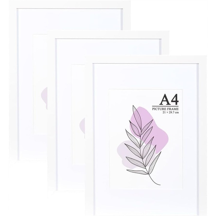 Rama foto set, A4, alb, MDF, acrilic, montaj usor