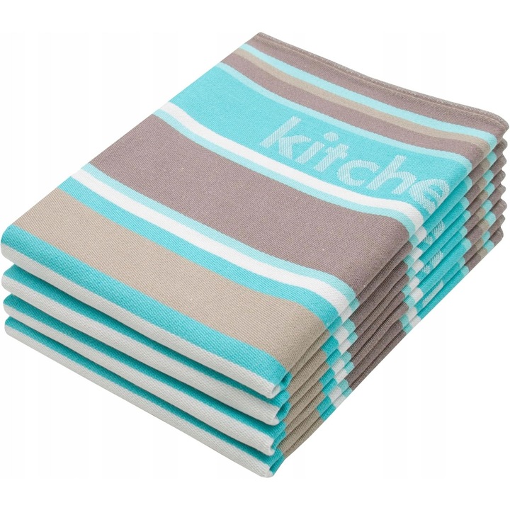 Prosoape set 4 bucati 50x70cm verzi cu dungi, cu carlig