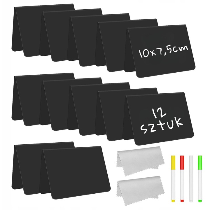 Set 12 tablite de pret din PVC, cu 4 markere colorate, pentru evenimente