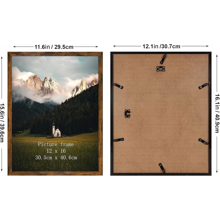 Rama foto plastica set 30x40cm bruna cu accesorii de suspendare