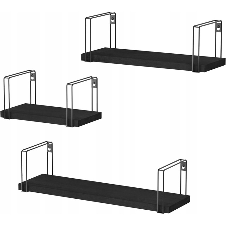 Rafturi din lemn Paulownia, 3 niveluri, design vintage, 43x12,5x10,8 cm, pentru bucatarie, camera copii, dormitor