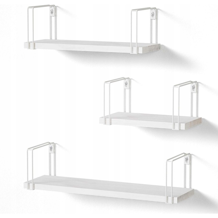 Rafturi din lemn Paulownia, 3 niveluri, design vintage, 43x12,5x10,8 cm, pentru bucatarie, dormitor, camera copii