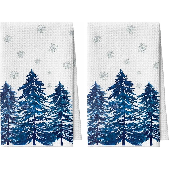 Prosoape decorative din microfibra, set 2 bucati, 42x65cm, albastre