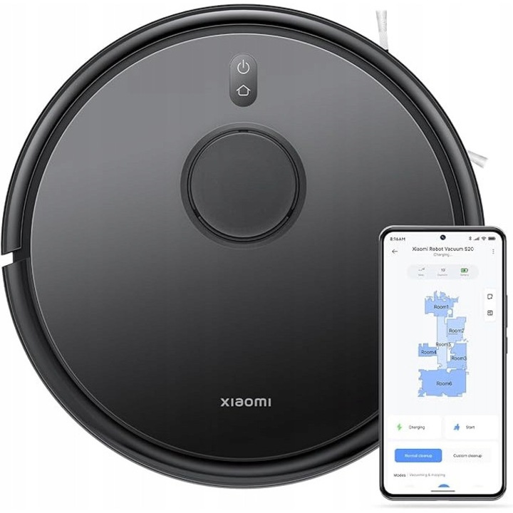 Робот прахосмукачка Xiaomi Mi Robot Vacuum X20+ с моп, 6000 Pa, черен, 9.7см