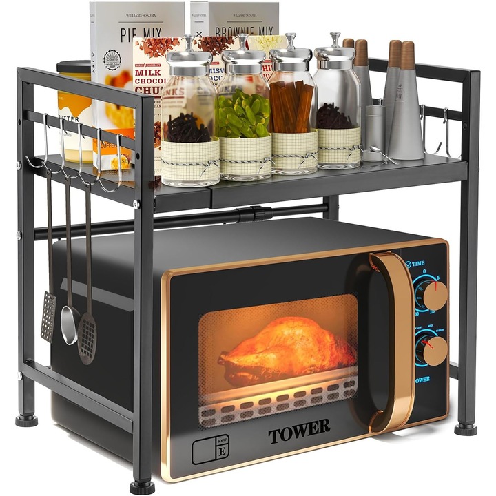 Raft metalic pentru cuptor cu microunde, 6 carlige, 220x76mm, inox