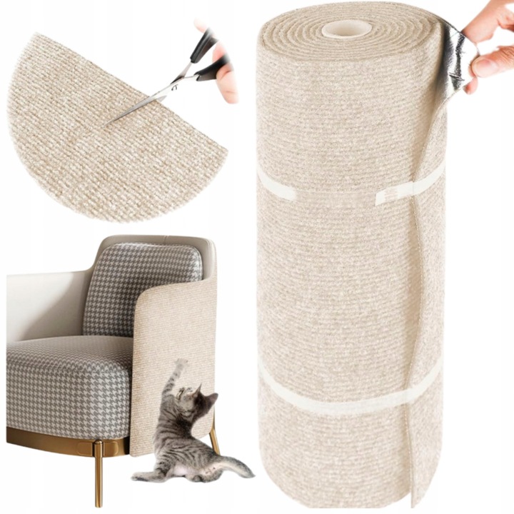 Covoras autoadeziva pentru zgariat pisici, 200x40 cm, alb