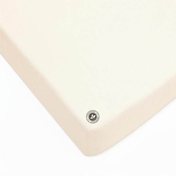 Cearceaf pentru patut 120x60 cm, Dartomik, 100% bumbac, antialergic, ecru