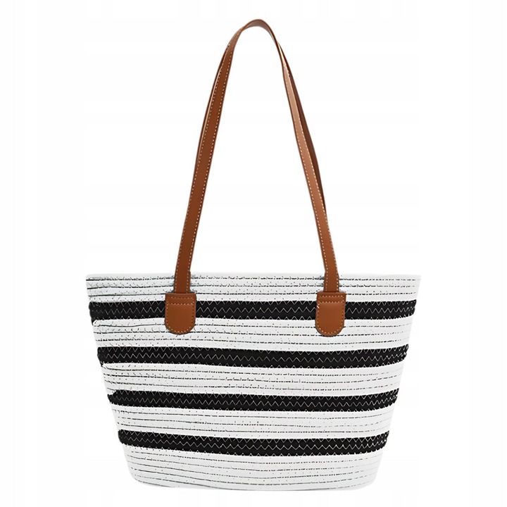 Geanta plaja/munca, model impletit, multicolor, dimensiuni 45x27x15cm, cu fermoar, pentru plaja si cumparaturi