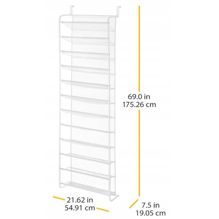 Whitmor cipőtároló, fehér, 36 pár, 19x55x175cm