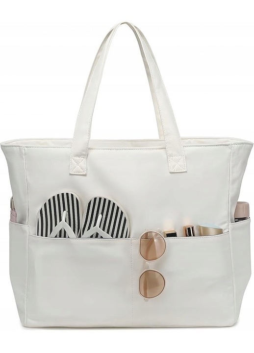 Geanta plaja mare, impermeabila, cu fermoar, 28L, neagra cu imprimeu pantera, 30x45x20cm