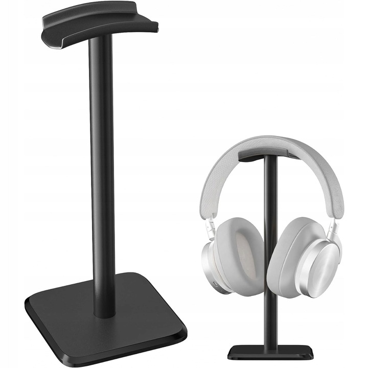Fejhallgató tartó, 23cm, fekete, alumínium és ABS