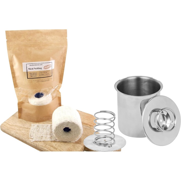 Presa din inox, 0,8 kg, pentru prepararea mezelurilor, dimensiuni 13,5x12cm, usor de curatat
