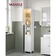 Dulap baie inalt ingust lumina led rafturi reglabile mdf, 30x30x170 cm, usa reversibila, alb