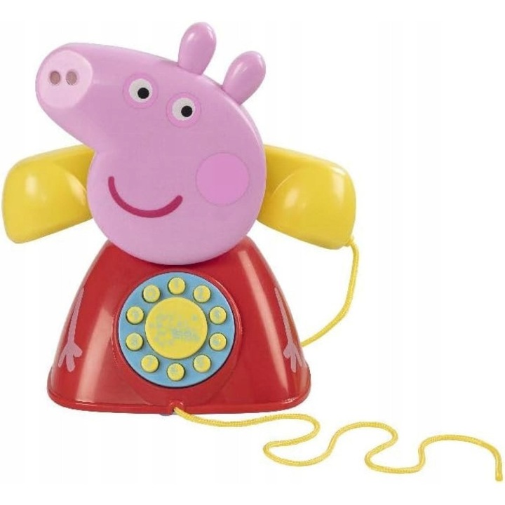 Interaktív gyerek telefon, Peppa malac, hangok és dallamok, piros, 17x15x20cm