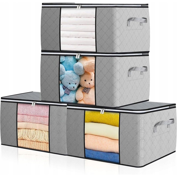 Set 4 organizatoare pentru haine, 90L, 60x40x35cm, material respirabil, impermeabil