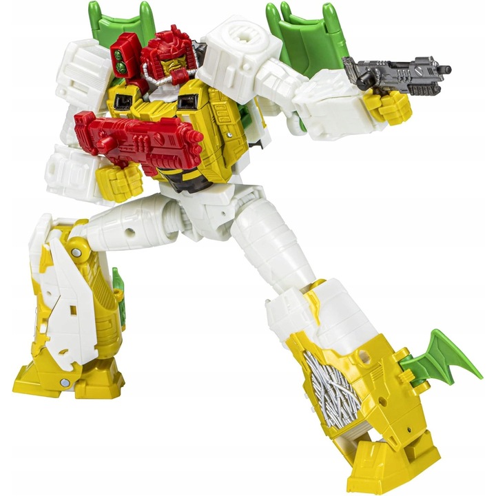 Transformers Legacy Hasbro Jhiaxus figura, fehér-sárga-zöld-piros, 23 lépés