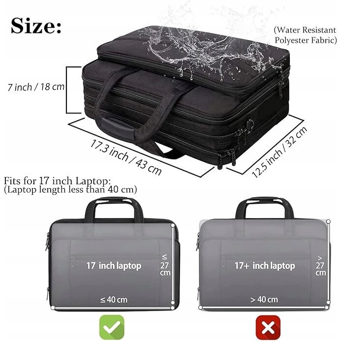 Torba laptop 17", Mancro, waterproof, extensibila, 43x18x32cm