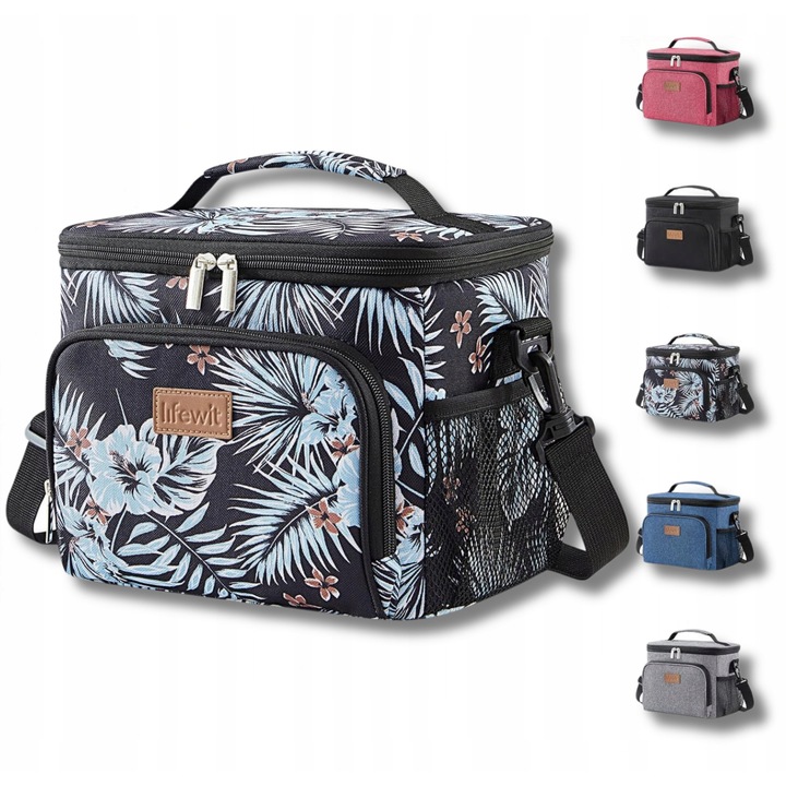 Torba termica izolata 9L, Kwiatowy, pentru picnic si uz zilnic, impermeabila, usor de curatat