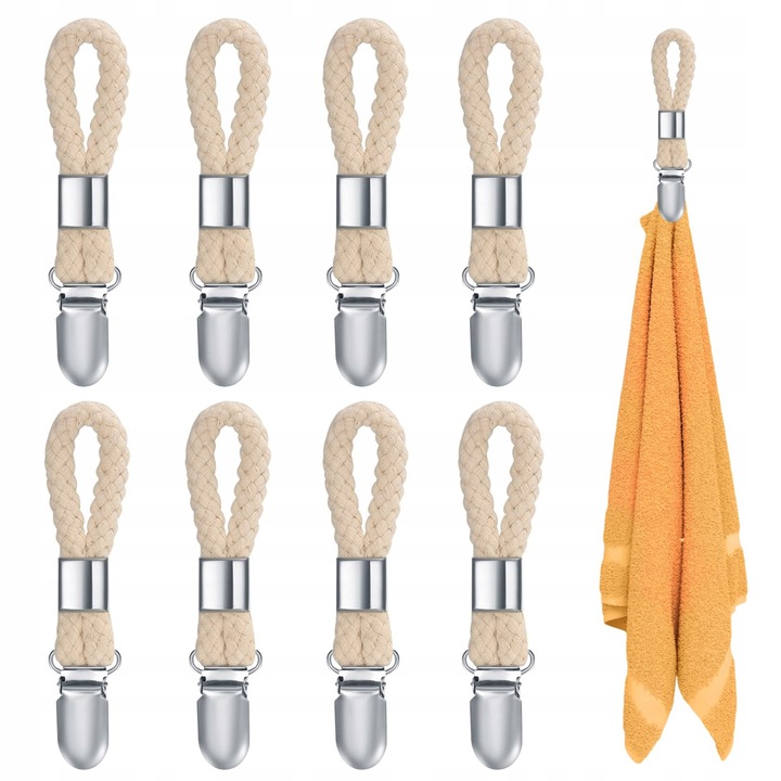 Set 8 suporturi pentru prosoape, rezistente la rugina, usor de utilizat, cu cleme