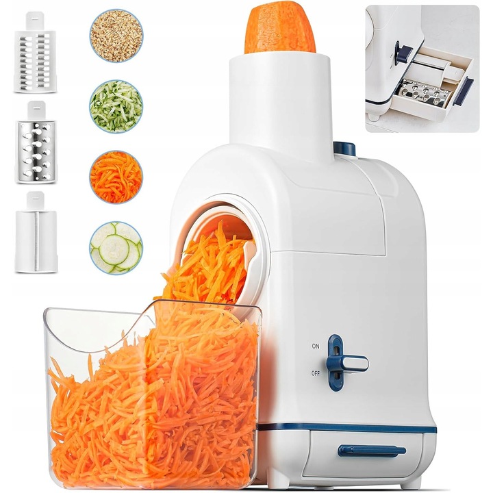 Razatoare electrica pentru legume 3 in 1, 800 ml, cu deschidere mare