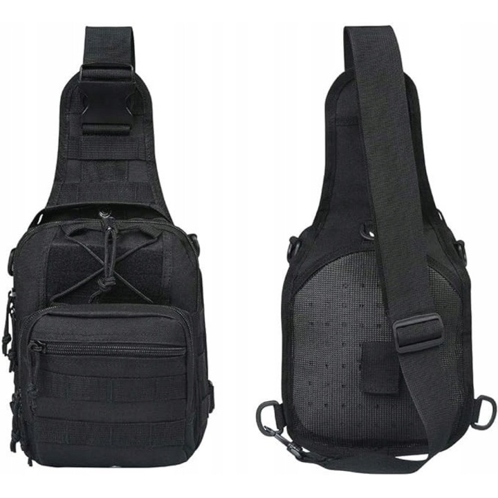 Geanta de voiaj unisex, cu port USB, material impermeabil, sistem MOLLE, dimensiuni compacte