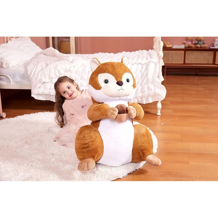 Плюшена играчка, катерица, 60 см, лесна за почистване, подарък за деца