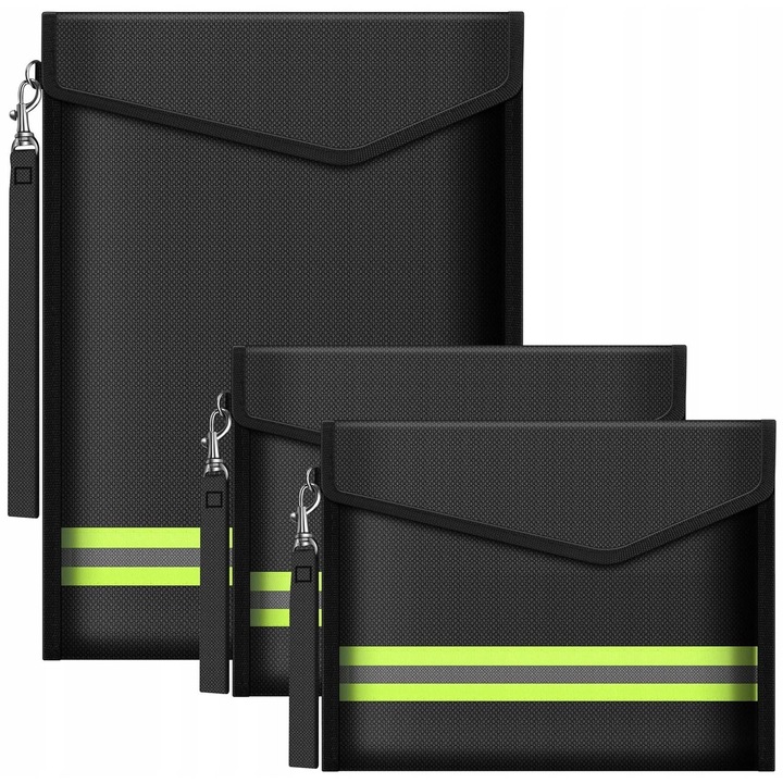 Genti pentru documente, ignifuge, impermeabile, 3 bucati, dimensiuni 25,8x34cm si 20x14cm