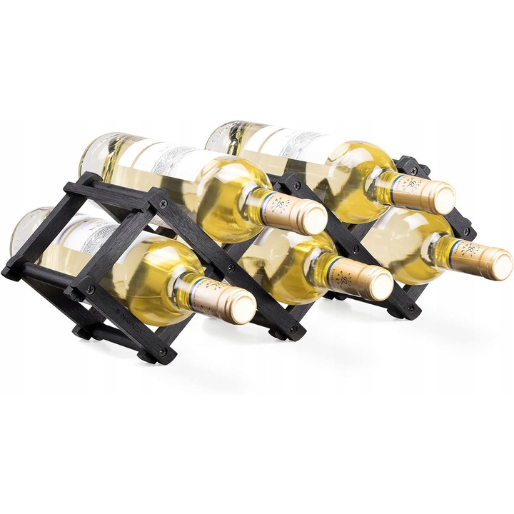 Palacktartó, bambusz, 45x12x15,2cm, összecsukható, 5 palackhoz