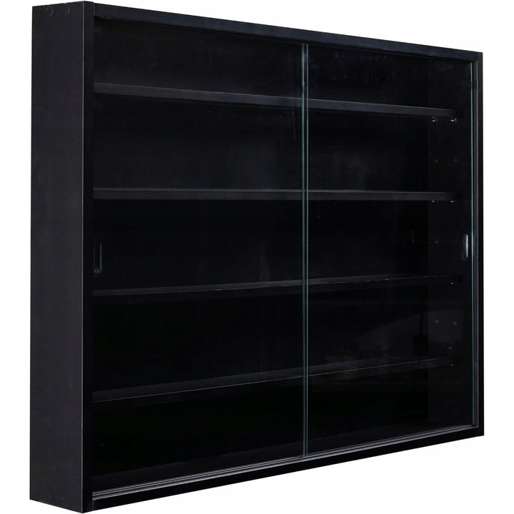 Gabinet colectionar Inter Link, 60x80x9,5cm, design unic, 2 rafturi, negru