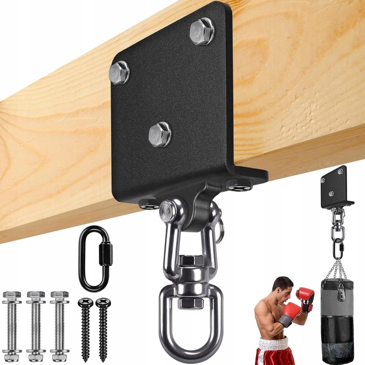 Urmaret de suspensie pentru sac de box, 360 grade, negru, dimensiuni compacte