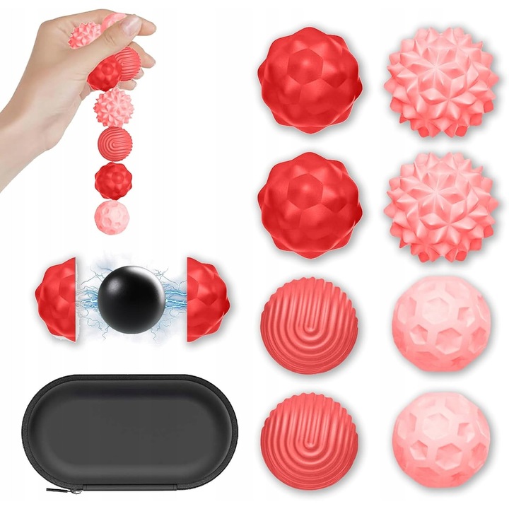 Set jucarii antistres, mingi magnetice senzoriale din silicon, roz, 12x7x3cm