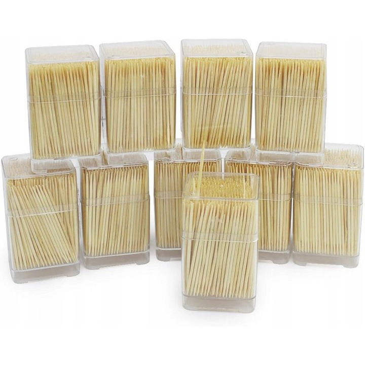 Set scobitori din lemn, 4500 bucati, 6,3 cm, ecologice, pentru igiena orala si decorarea gustarilor