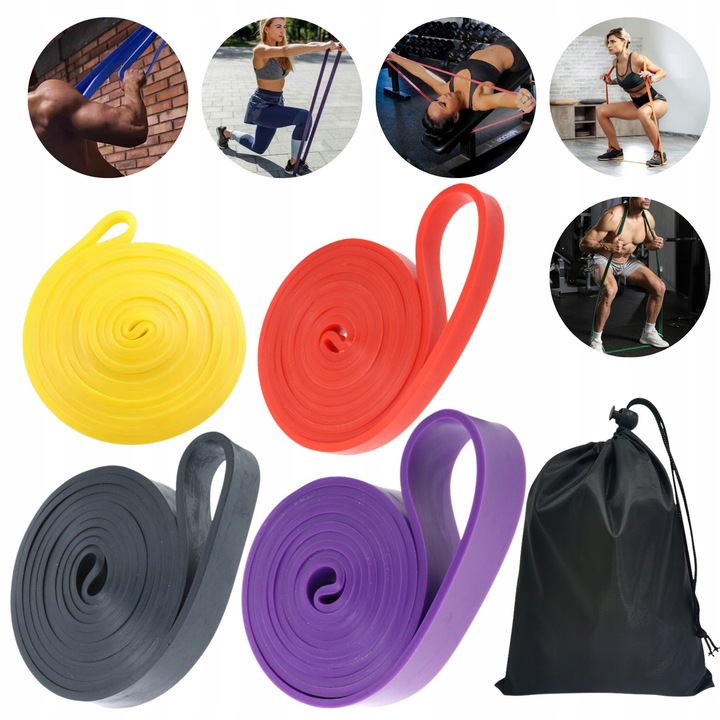 Set 4 benzi elastice de rezistenta, Inny, multicolor, pentru antrenament acasa sau la sala