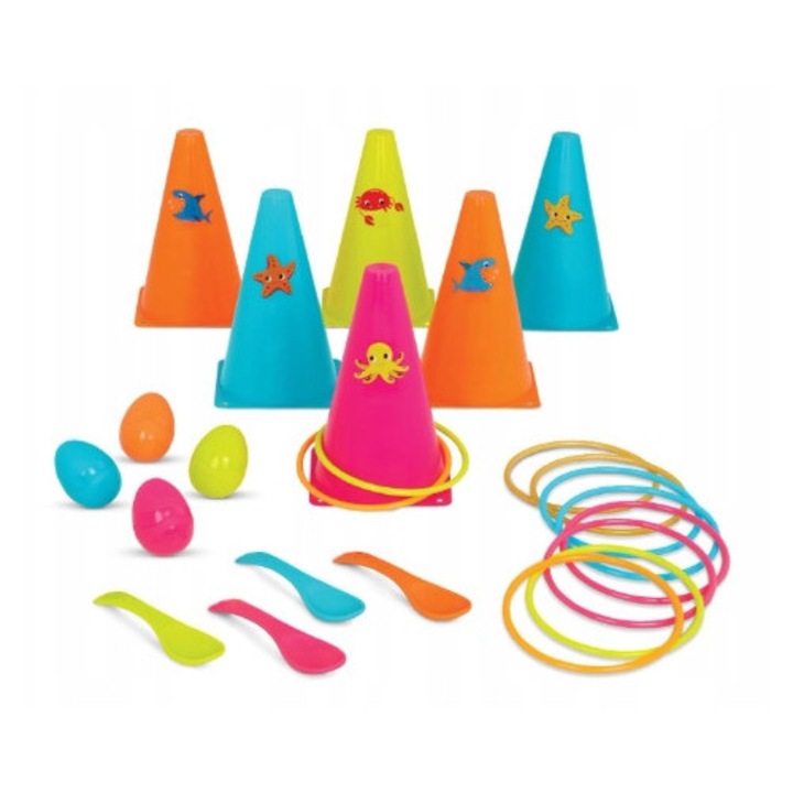 4 az 1-ben játékszett gyerekeknek, tojás és kanál, többszínű, beltéri és kültéri használatra